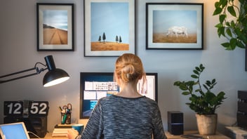 woman working at desk from home