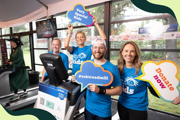 six degrees supporting Very Special Kids treadmill challenge