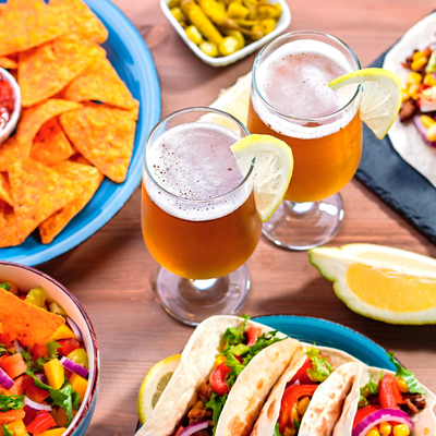 close up of food and drinks