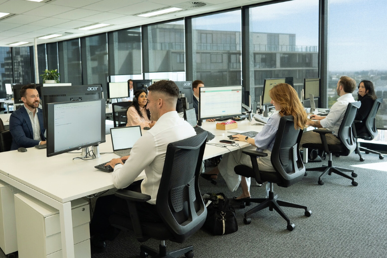 six degrees executive staff in office working