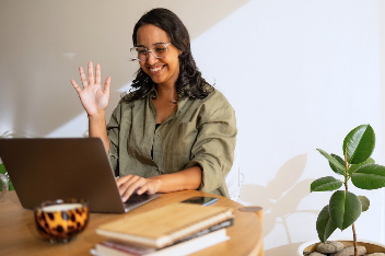 Woman on online meeting