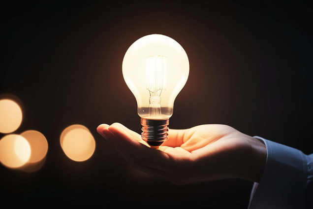 lightbulb in hand