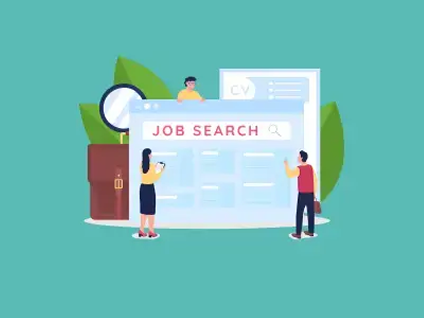 graphic showing people looking for a job