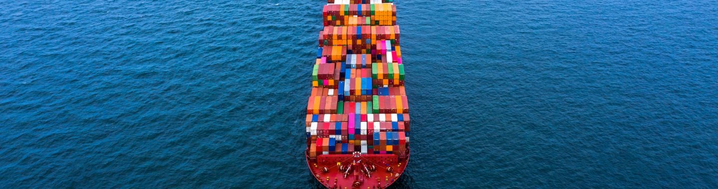 containers on a boat at sea