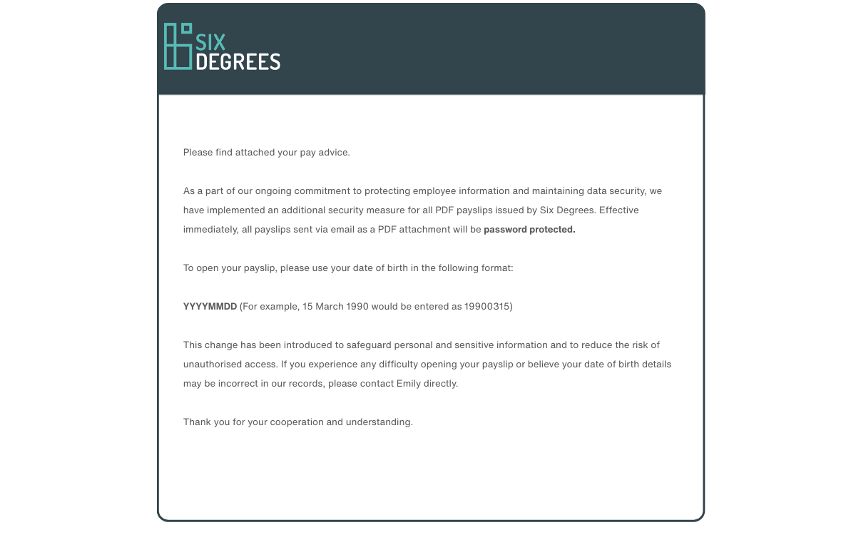 Payslip Contracting Email